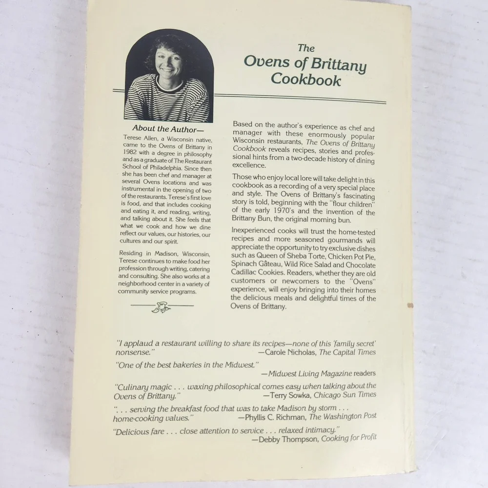 Ovens of Brittany Cookbook Signed Terese Allen 1991 First Edition Softcover